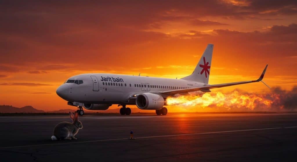 A plane catches fire at 10,000 metres due to... a rabbit
