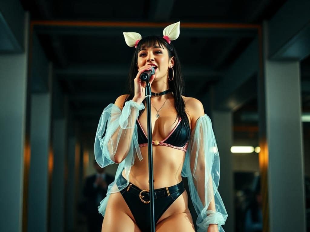Watch Charli XCX Perform “Von Dutch” in Parking Garage, Get Showered in Underwear for “Guess” at the 2025 Grammys