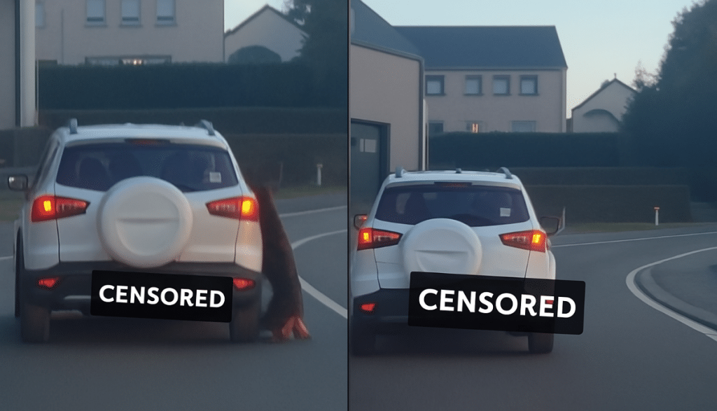 He drags his dog behind his car for several kilometers