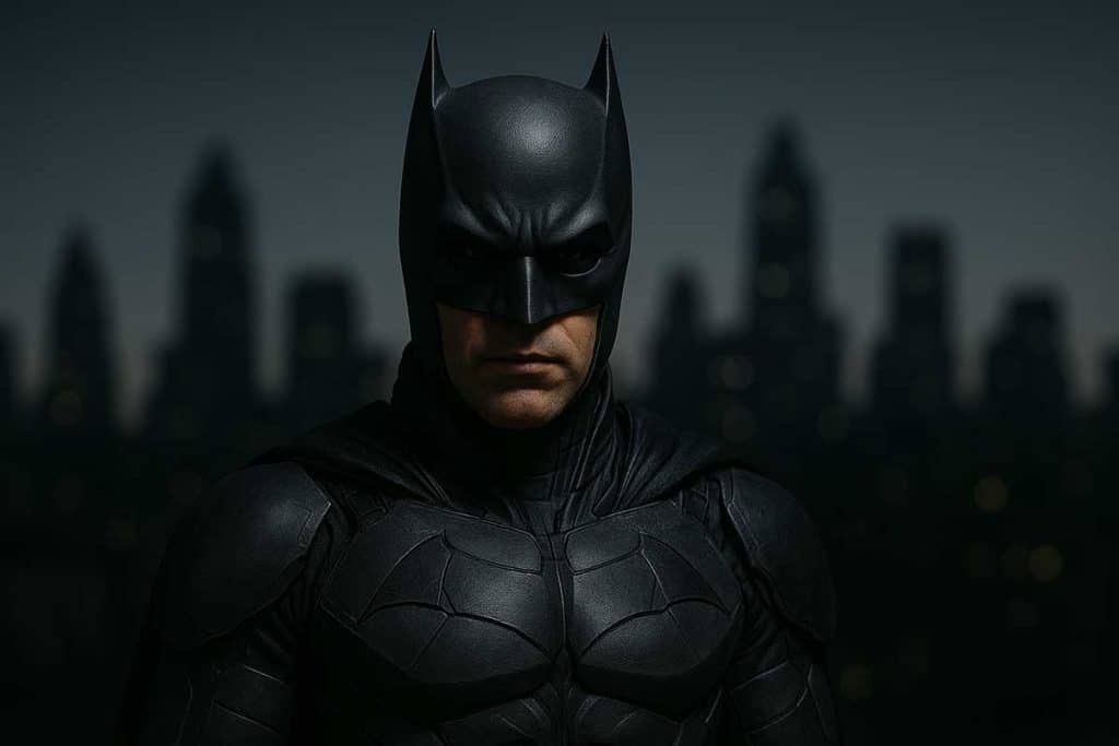 Batman in a dark armored suit