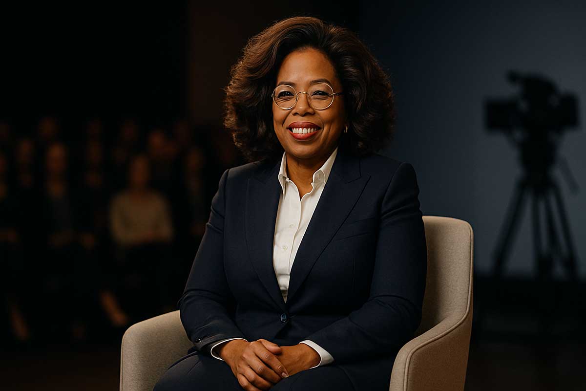 Oprah Winfrey in a sharp tailored suit
